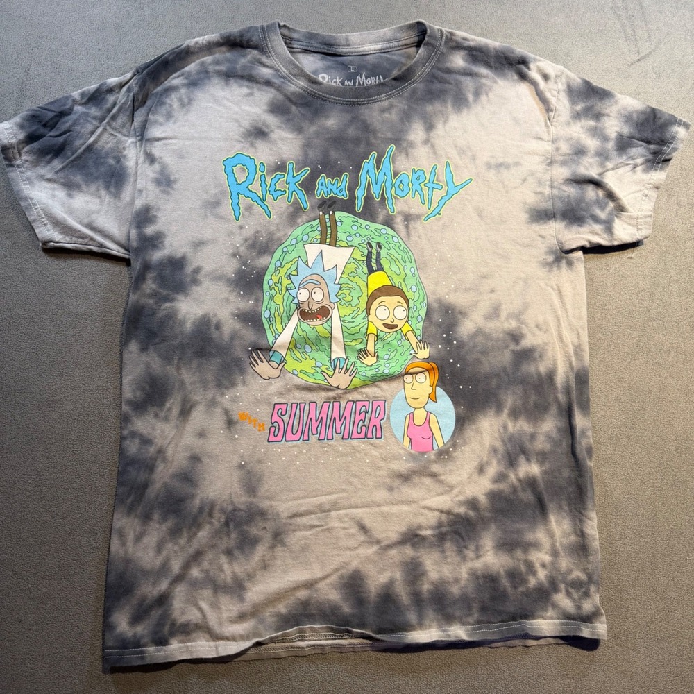 Rick and Morty With Summer Tie Dye Graphic T-Shirt Mens Large Ripple Junction